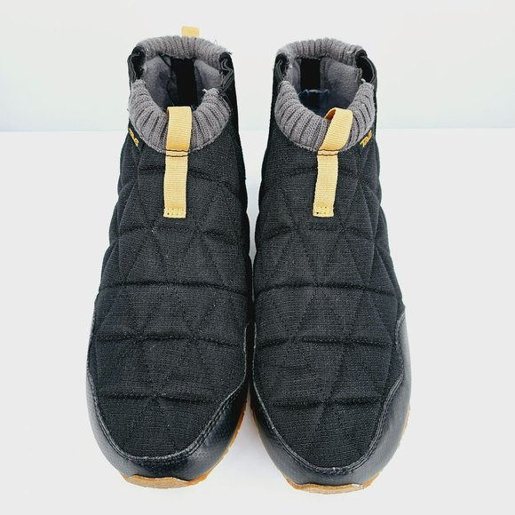 Teva ReEmber Quilted Mid Top Sneaker 9 Black Yellow Pull On Chelsea Stretch Knit - Picture 5 of 13